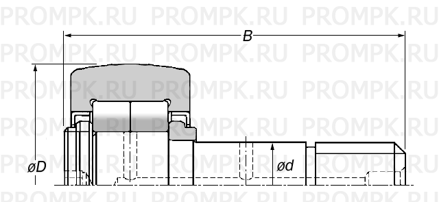 Опорный ролик с цапфой на основе двух рядов роликовых тел качения без сепаратора типа NUKR
