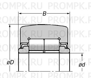 Опорный ролик на основе двух рядов роликовых тел качения без сепаратора типа NUTR