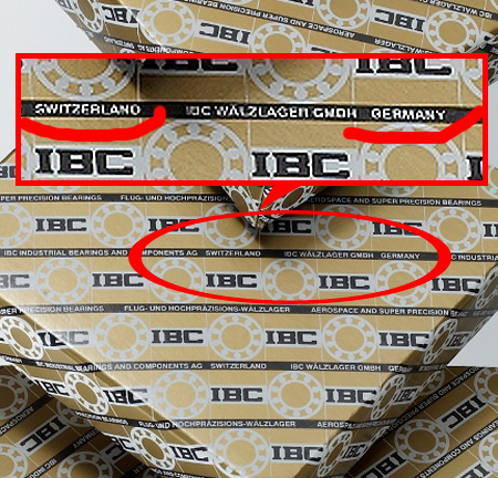 Упаковки продукции IBC “пестрят” надписями Germany и Switzerland, которые ,по всей видимости, обозначают регистрацию юридических лиц: IBC Industrial Bearings + Components AG (IBC AG) в Швейцарии и IBC Walzlager GmbH в Германии